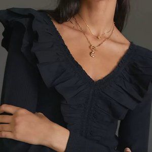 Maeve Anthro Ruffled Top / Sweater Black size Small